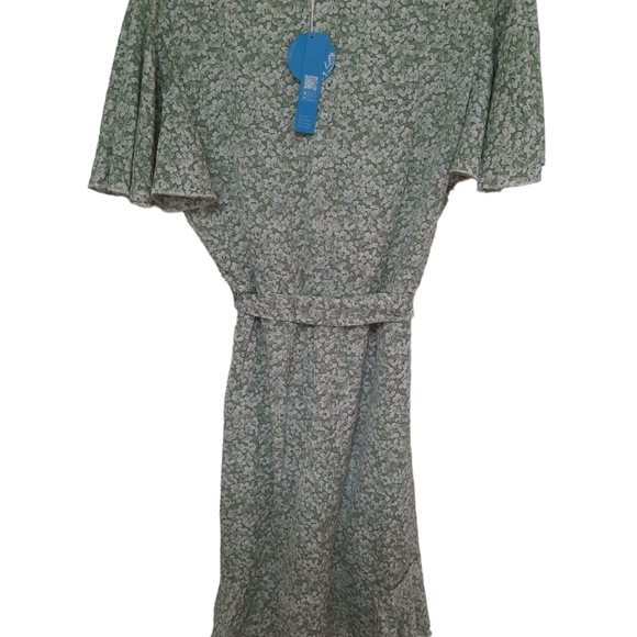 Cupshe Green & White Faux Wrap Dress NWT - Picture 7 of 8